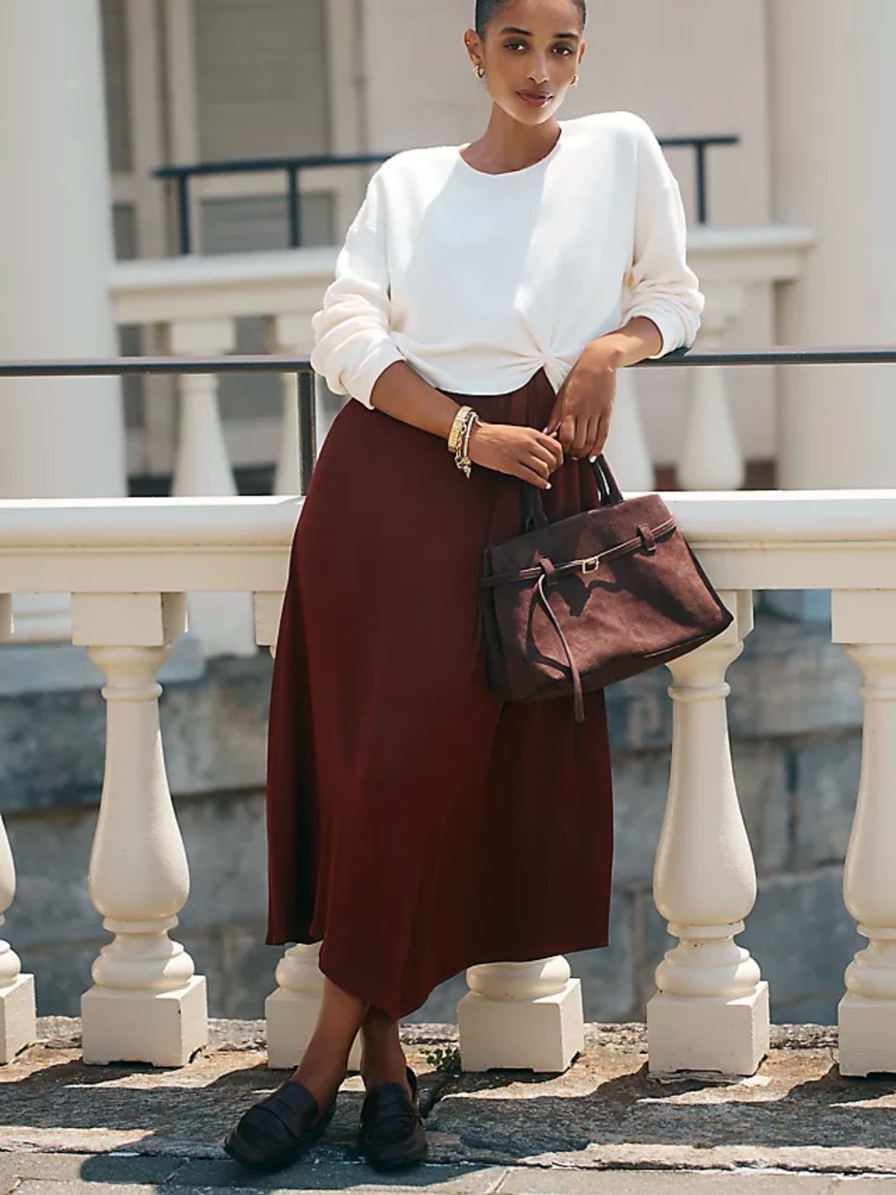Anthropologie Long-Sleeve Mockable Jumper & Midi Skirt